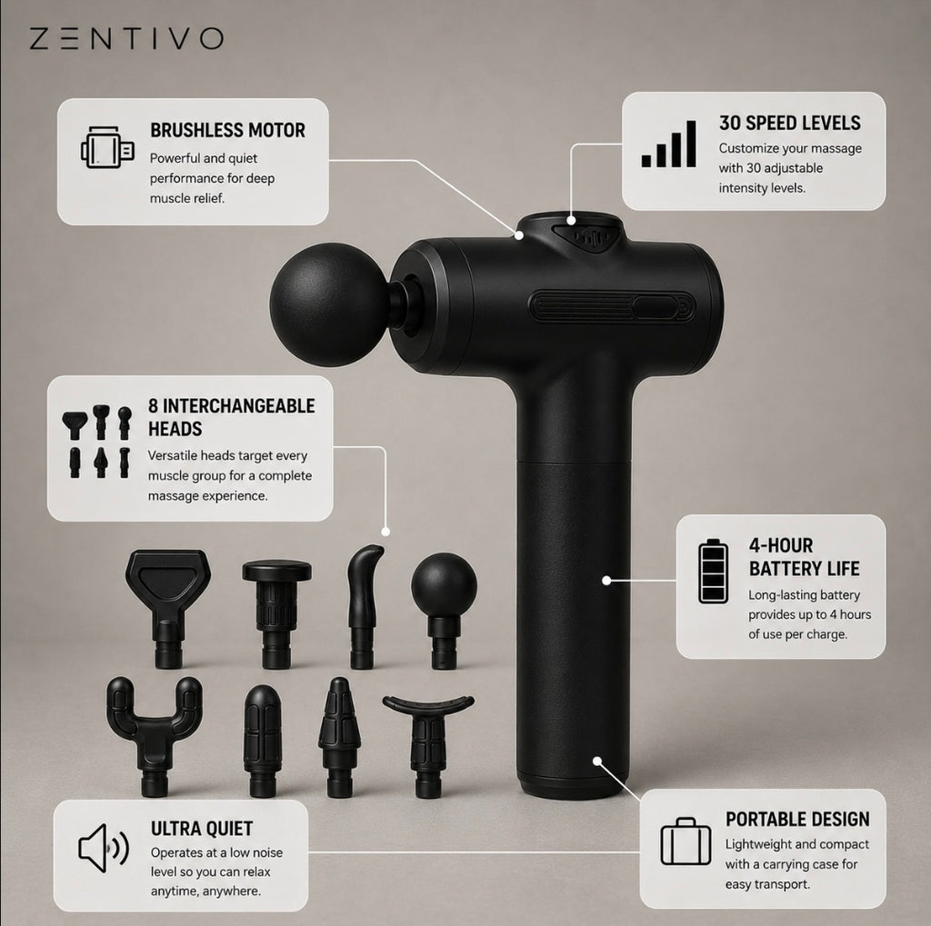 Zentivo PulseRecover™ Massage Gun — Deep-Tissue Percussion