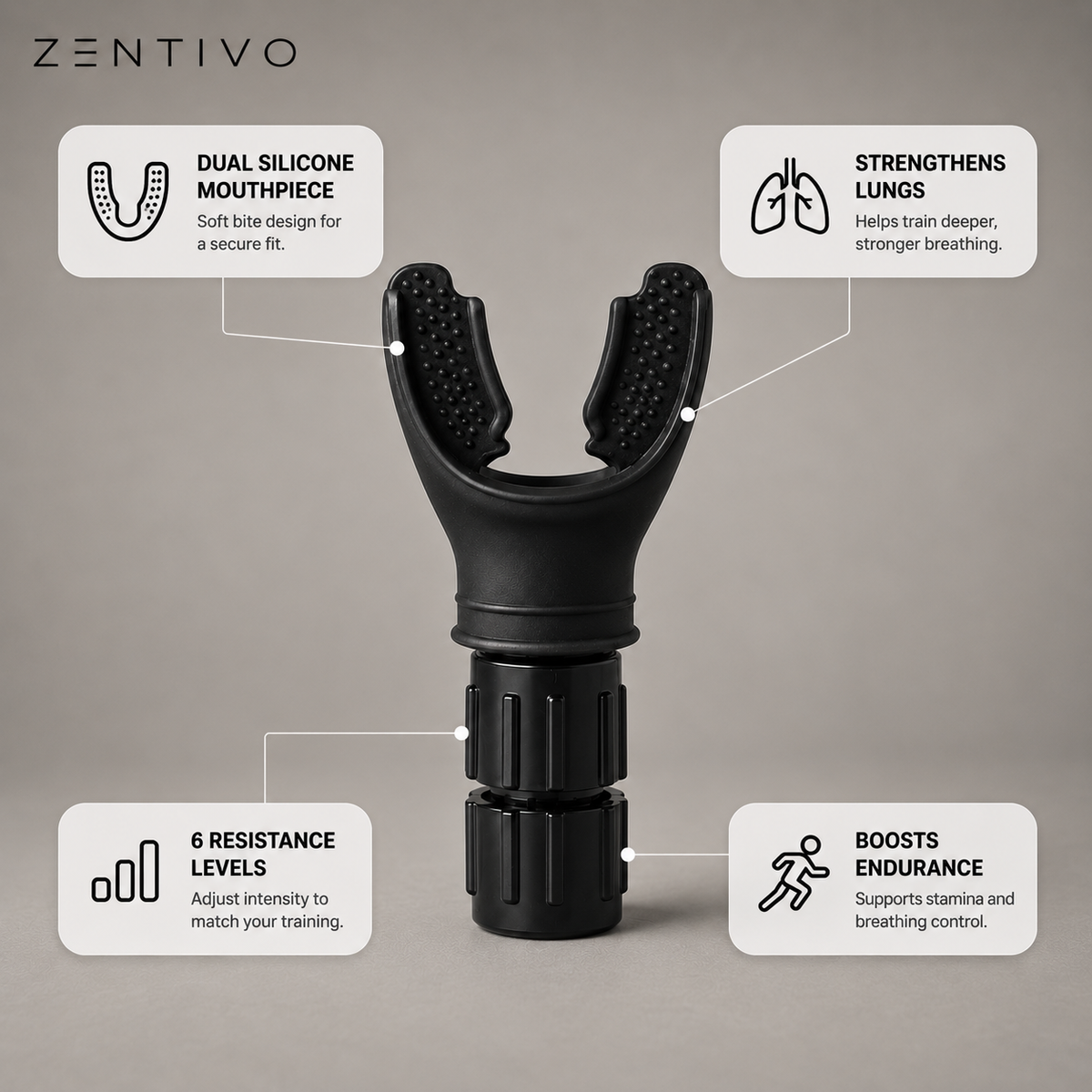Zentivo BreathePro™ Lung Trainer — Adjustable Breathing Resistance