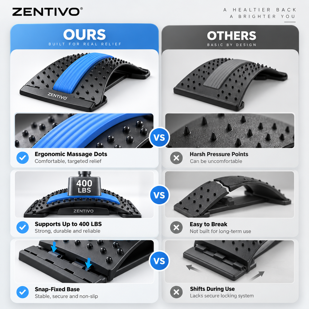 Zentivo SpineRelief Back Stretcher — Adjustable Decompression Support