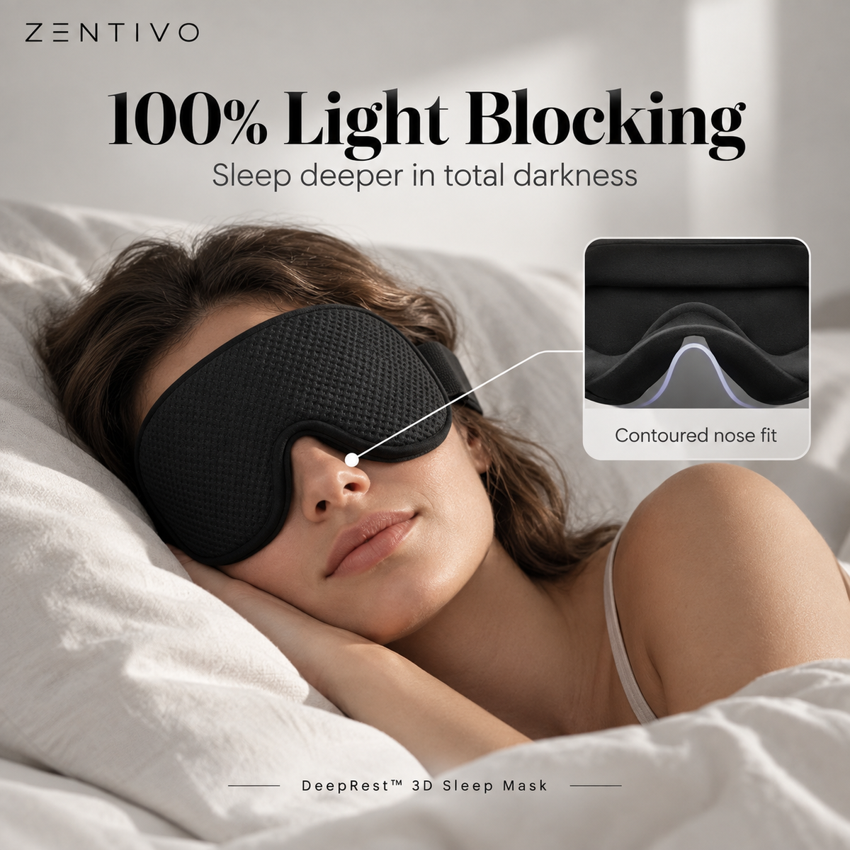 Zentivo DeepRest™ 3D Sleep Mask — Zero-Pressure Comfort