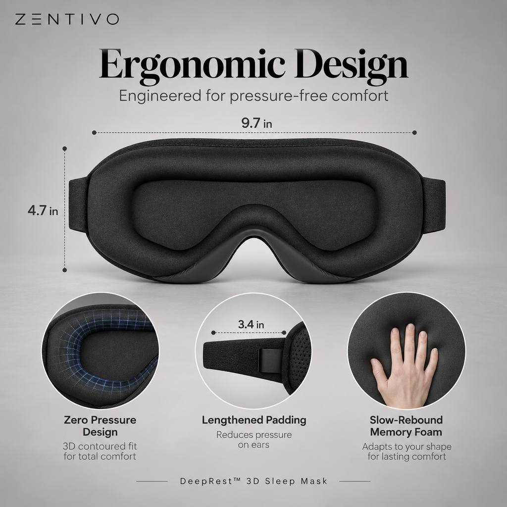 Zentivo DeepRest™ 3D Sleep Mask — Zero-Pressure Comfort