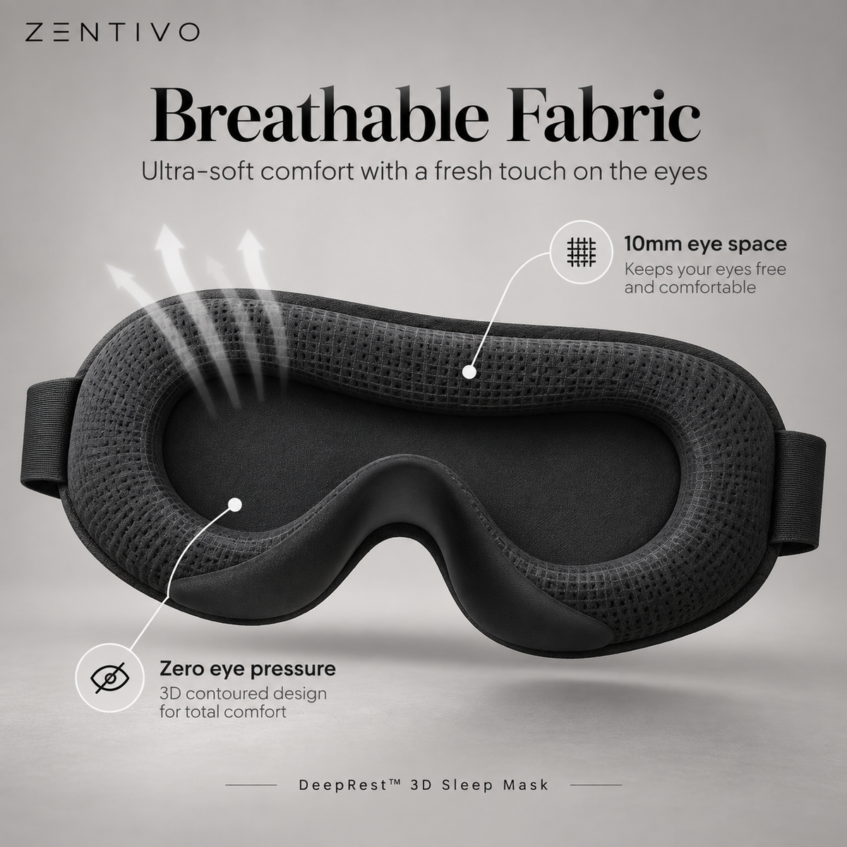 Zentivo DeepRest™ 3D Sleep Mask — Zero-Pressure Comfort