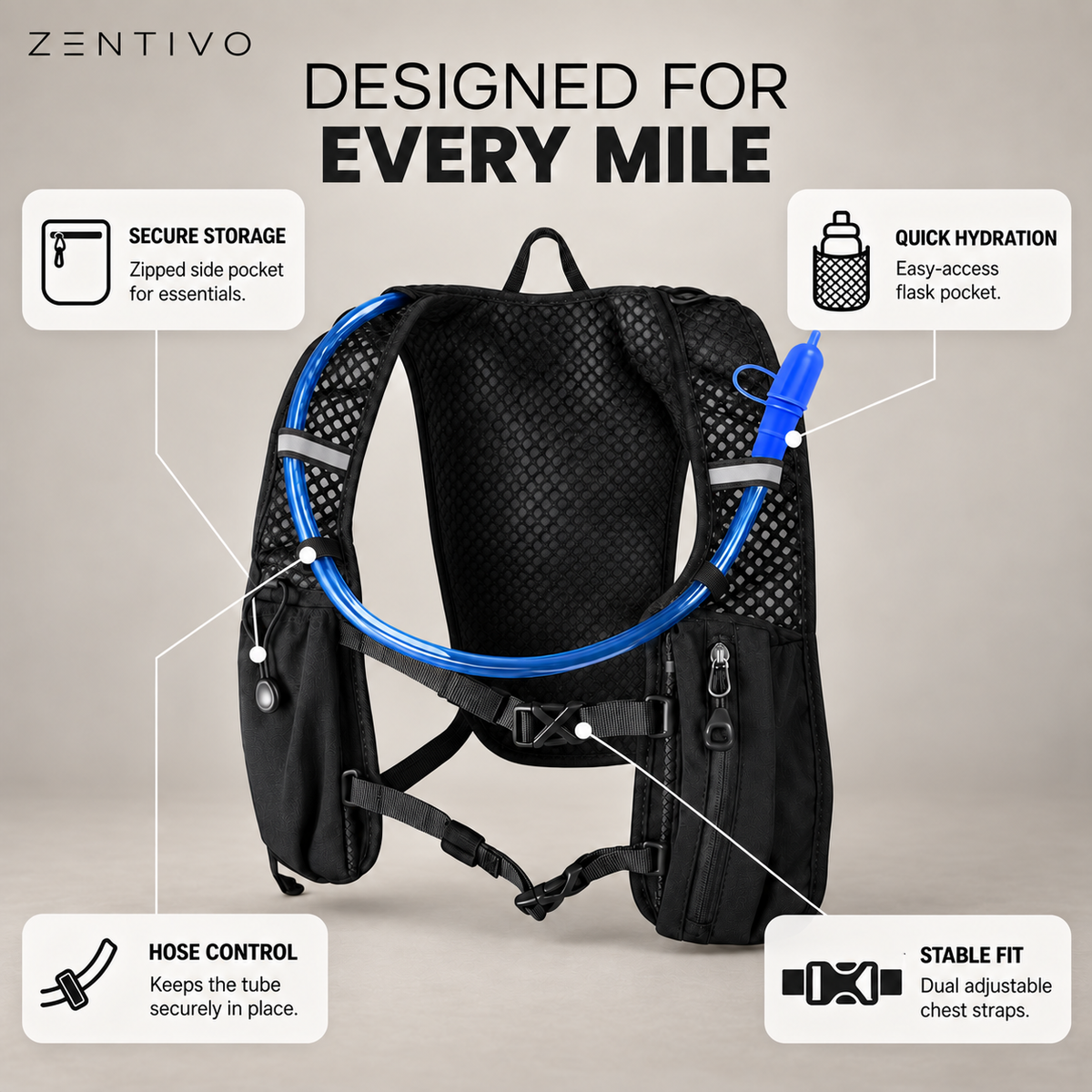 Zentivo HydroStride™ Hydration Running Vest