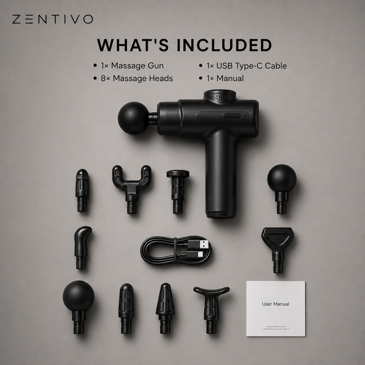 Zentivo PulseRecover™ Massage Gun — Deep-Tissue Percussion
