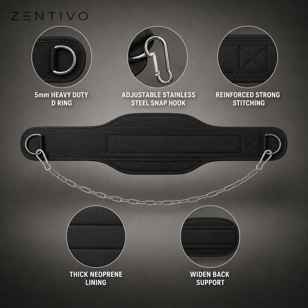 Zentivo IronLink Weighted Dip Belt — Steel-Chain Load Support