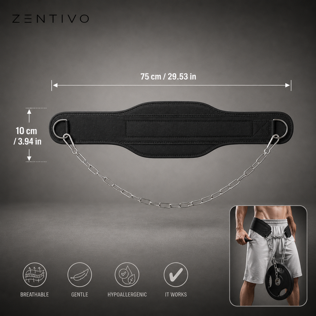 Zentivo IronLink Weighted Dip Belt — Steel-Chain Load Support